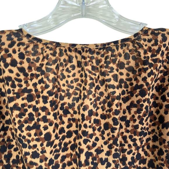 Madewell Balloon-Sleeve Button-Up Top in Painted Leopard Lightweight Sz S - Picture 8 of 16